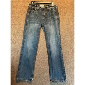Aeropostale Jeans Men 29x30 Essex Straight Distressed Whiskered Dark Wash Denim